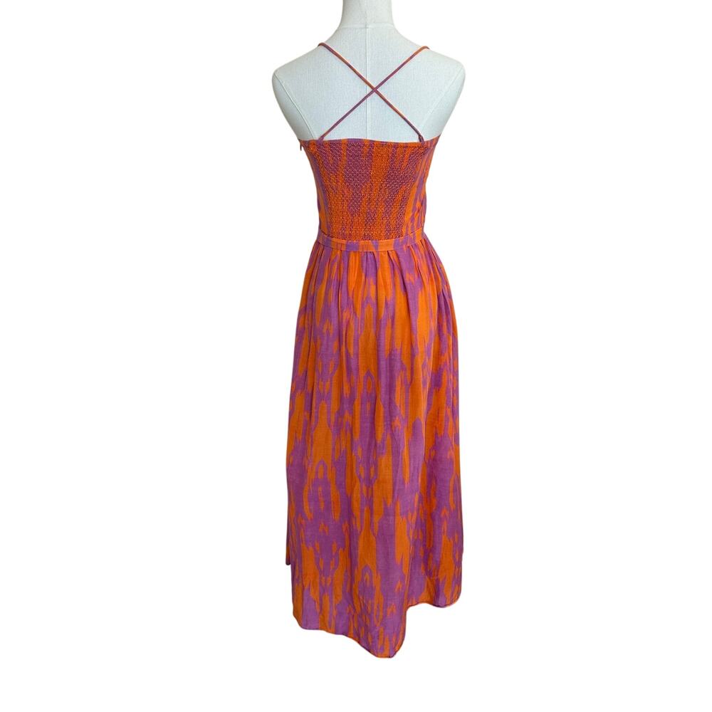 Maria Cher Pink Midi Slip Dress XS Smocked Silk Vacation Romantic Sundress $500 - Picture 12 of 14
